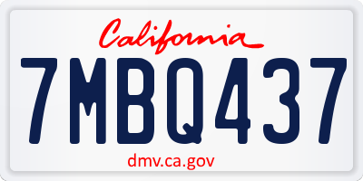 CA license plate 7MBQ437