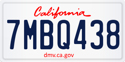 CA license plate 7MBQ438