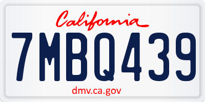 CA license plate 7MBQ439
