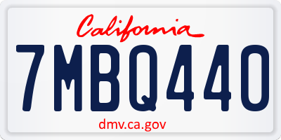 CA license plate 7MBQ440
