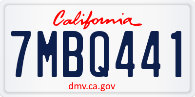 CA license plate 7MBQ441