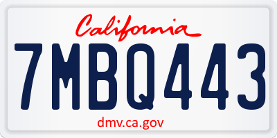 CA license plate 7MBQ443