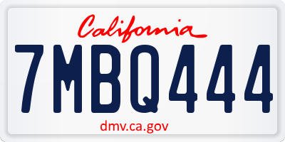 CA license plate 7MBQ444
