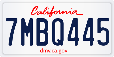 CA license plate 7MBQ445