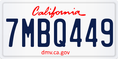 CA license plate 7MBQ449
