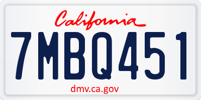 CA license plate 7MBQ451