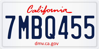 CA license plate 7MBQ455