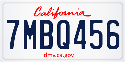 CA license plate 7MBQ456
