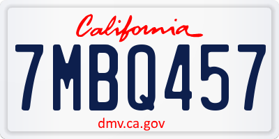 CA license plate 7MBQ457