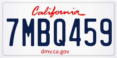CA license plate 7MBQ459