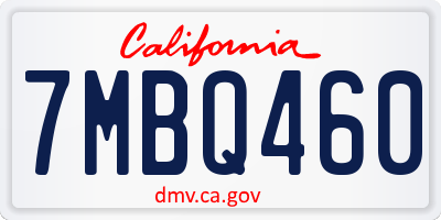 CA license plate 7MBQ460