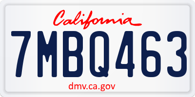 CA license plate 7MBQ463