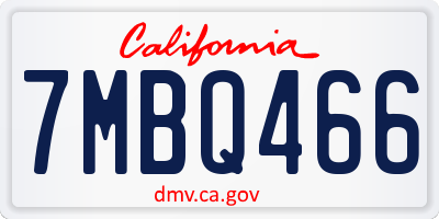 CA license plate 7MBQ466
