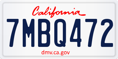 CA license plate 7MBQ472