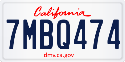CA license plate 7MBQ474