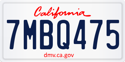CA license plate 7MBQ475