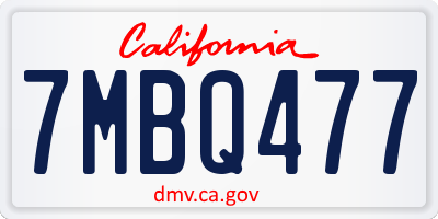 CA license plate 7MBQ477