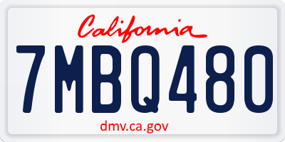 CA license plate 7MBQ480