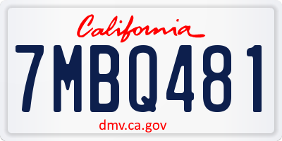CA license plate 7MBQ481
