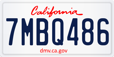 CA license plate 7MBQ486