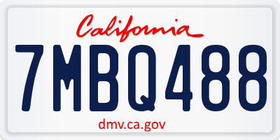 CA license plate 7MBQ488