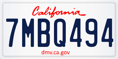 CA license plate 7MBQ494