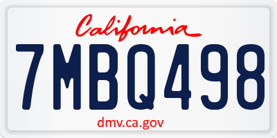 CA license plate 7MBQ498