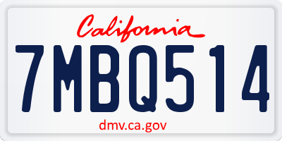 CA license plate 7MBQ514