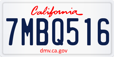 CA license plate 7MBQ516