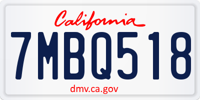CA license plate 7MBQ518
