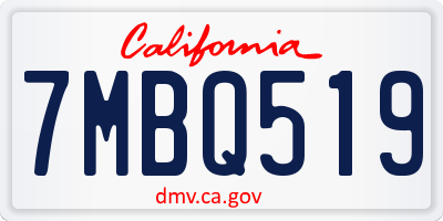 CA license plate 7MBQ519