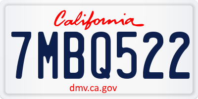 CA license plate 7MBQ522