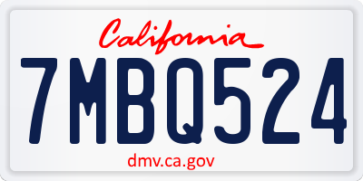 CA license plate 7MBQ524