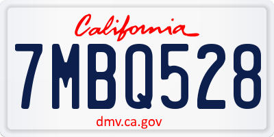 CA license plate 7MBQ528