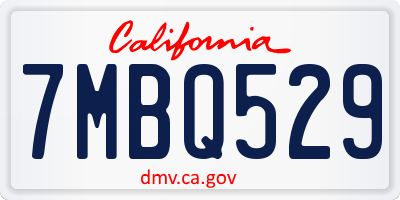 CA license plate 7MBQ529