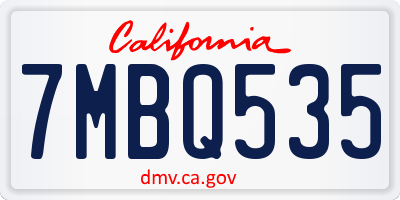 CA license plate 7MBQ535
