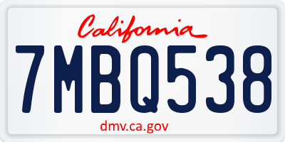 CA license plate 7MBQ538