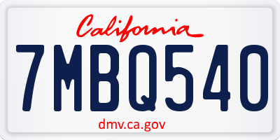 CA license plate 7MBQ540
