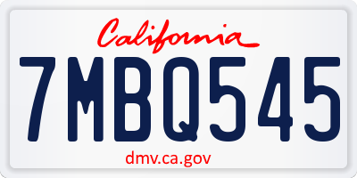 CA license plate 7MBQ545