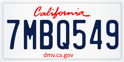CA license plate 7MBQ549