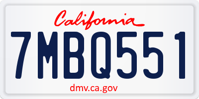 CA license plate 7MBQ551