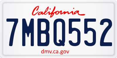 CA license plate 7MBQ552