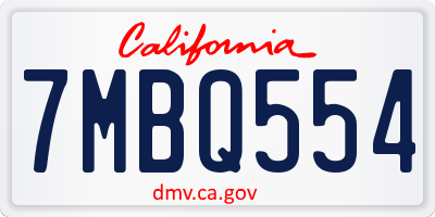 CA license plate 7MBQ554