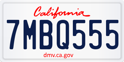 CA license plate 7MBQ555