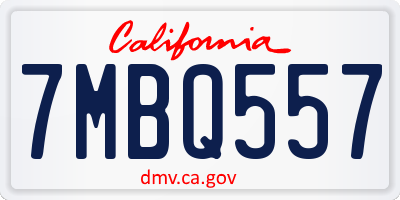 CA license plate 7MBQ557