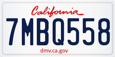 CA license plate 7MBQ558