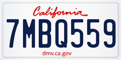 CA license plate 7MBQ559
