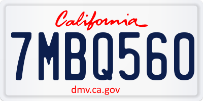 CA license plate 7MBQ560