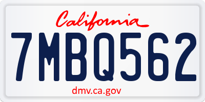 CA license plate 7MBQ562