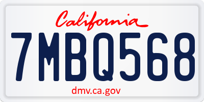 CA license plate 7MBQ568